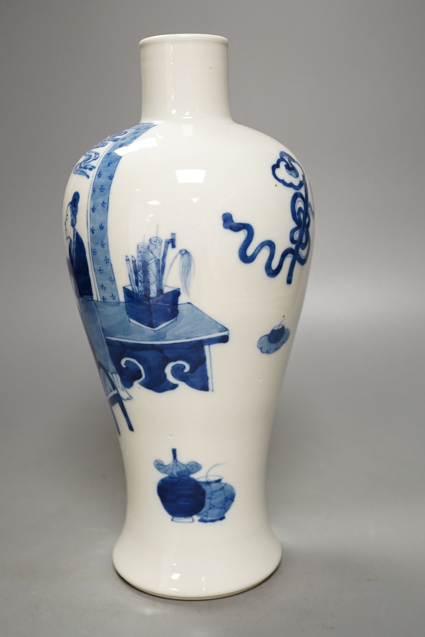 A Chinese underglaze blue baluster vase, 30 cms high.